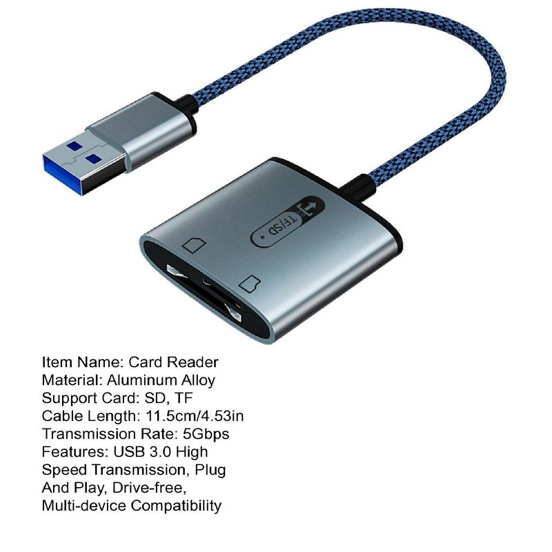 Kunjiuyou TF Plug And Play Dual Slot USB 3.0 High Speed Data Transmission 2 in 1 Camera Memory Card Reader Computer_voghion.com