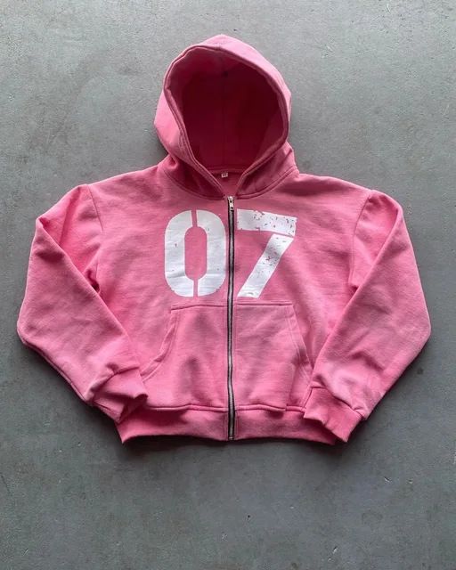 07 Trend Street Loose Sweater Set Men's And Women's Trend Hip Hop Sports Zipper Hooded Sweater Pants Set_voghion.com