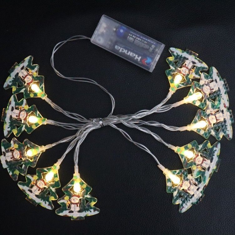 Cross-Border New LED String Tree Snowman Santa Claus Head Christmas Halloween Atmosphere Decorative Flashing Lights_voghion.com