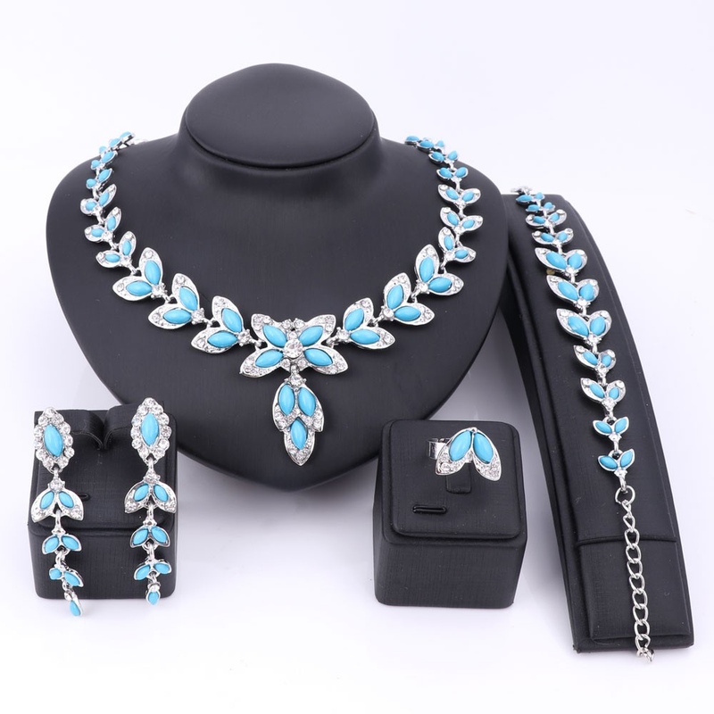 Handgemaakte Gouden Kleur Kristallen Sieraden Mode Bruiloft Afrikaanse Kostuum Ketting Oorbel Armband Ring Sieraden Sets_voghion.com