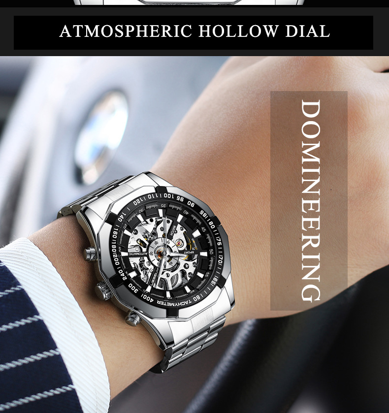 Orologio meccanico da uomo Orologio da uomo Marchio impermeabile Business Tourbillon Orologio cavo_voghion.com