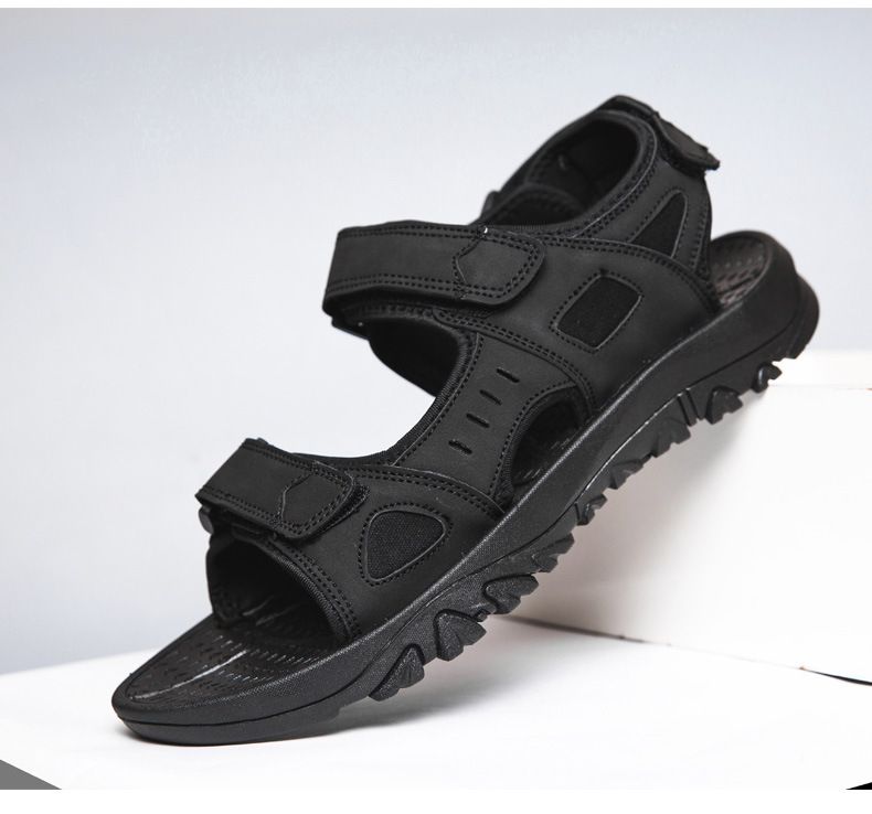 Sandali da uomo taglie forti Scarpe da spiaggia casual estive per esterni Sandali casual in velcro per pendolari_voghion.com