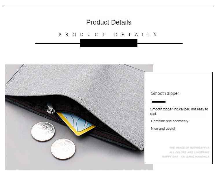 Canvas Einfarbig Männer Kurze Geldbörsen Metall Dekor Freizeit Reise Leichte Geldbörse Bi-fold Kleine Brieftasche ID Karte_voghion.com