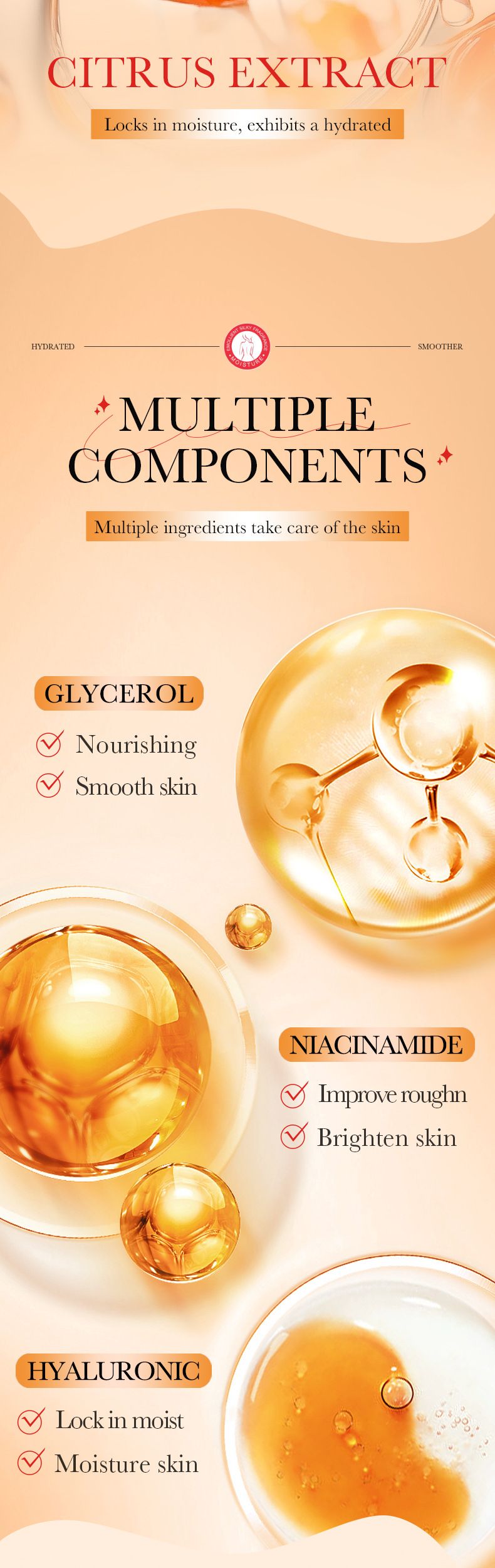 SADOER Blutorangen-Marshmallow-Körperlotion, 200 ml, Niacinamid, Avocado-Frucht-Körperlotion_voghion.com