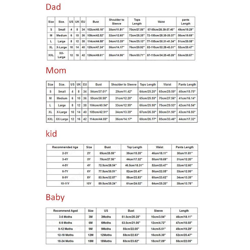 Kortermet stor størrelse Hjemmeklær Foreldre- og barnedress Shorts Kortermet Hjemmeklær Fritidsdress Trykk_voghion.com