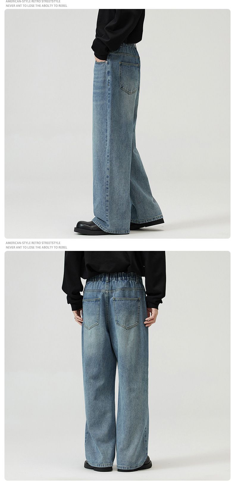 Pantaloni larghi e dritti da uomo, taglie forti, jeans elasticizzati_voghion.com