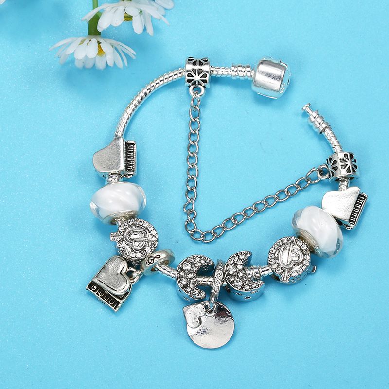 Charm Bracelets Couple Style Beaded Bracelet Piano Pendant Crystal Large Hole Bead DIY Bracelet_voghion.com