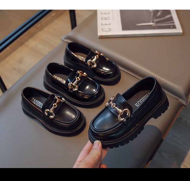 Mocasini mici din piele pentru fete, în stil britanic, pentru primăvara și toamna 2024, noi JK, cu talpă moale, pentru copii_voghion.com