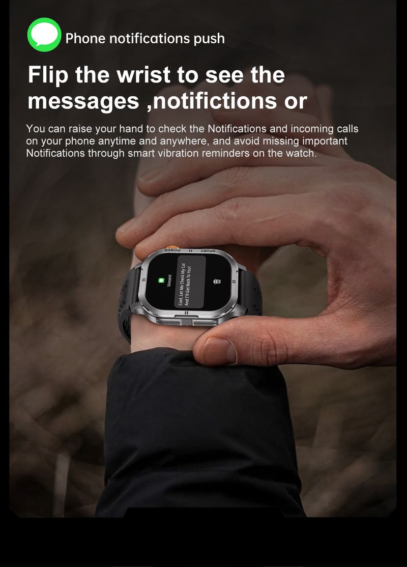 Det nye smartwatch understøtter Bluetooth-opkaldstilstandsdetektion, IP68 vandtæt firkantet HD AMOLED social underholdning_voghion.com