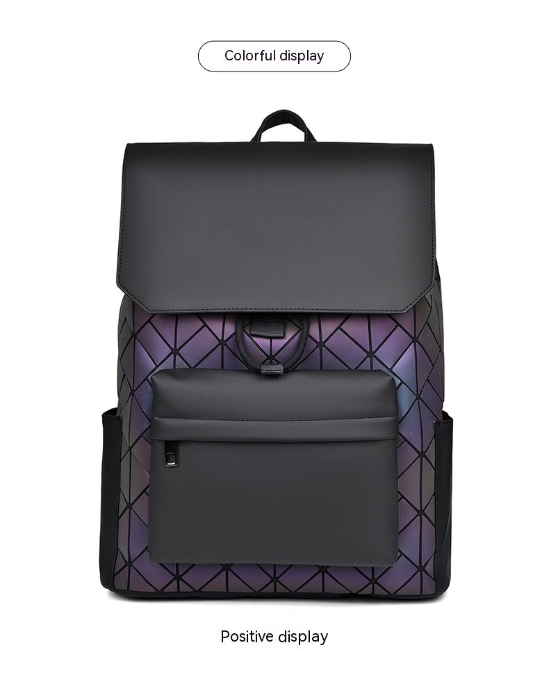 Trendy Casual Geometric Diamond Grid Men's Backpack, Fashionable And Versatile Instagram Large Capacity High-end_voghion.com