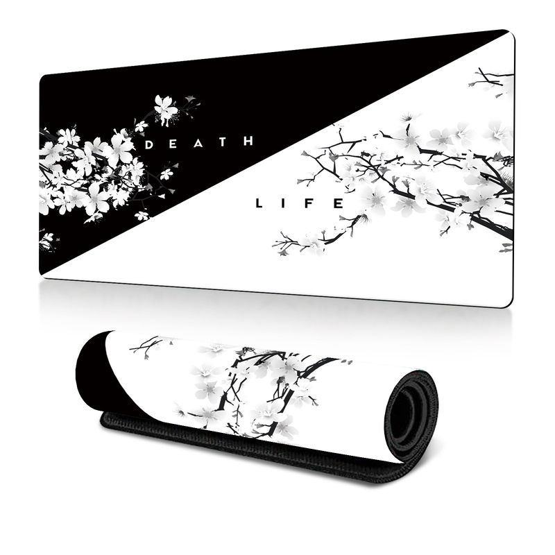 Mouse Pad με μελάνι κερασιάς, μεγάλο γραφείο, mouse Pad Dead Life Black And White Series, αντιολισθητικό από καουτσούκ_voghion.com