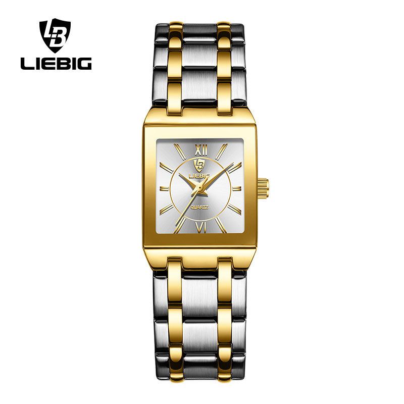 Montre LIEBIG Classic pour femme, petite taille carrée, bracelet en acier serti de diamants, étanche, élégante, à quartz, pour homme_voghion.com