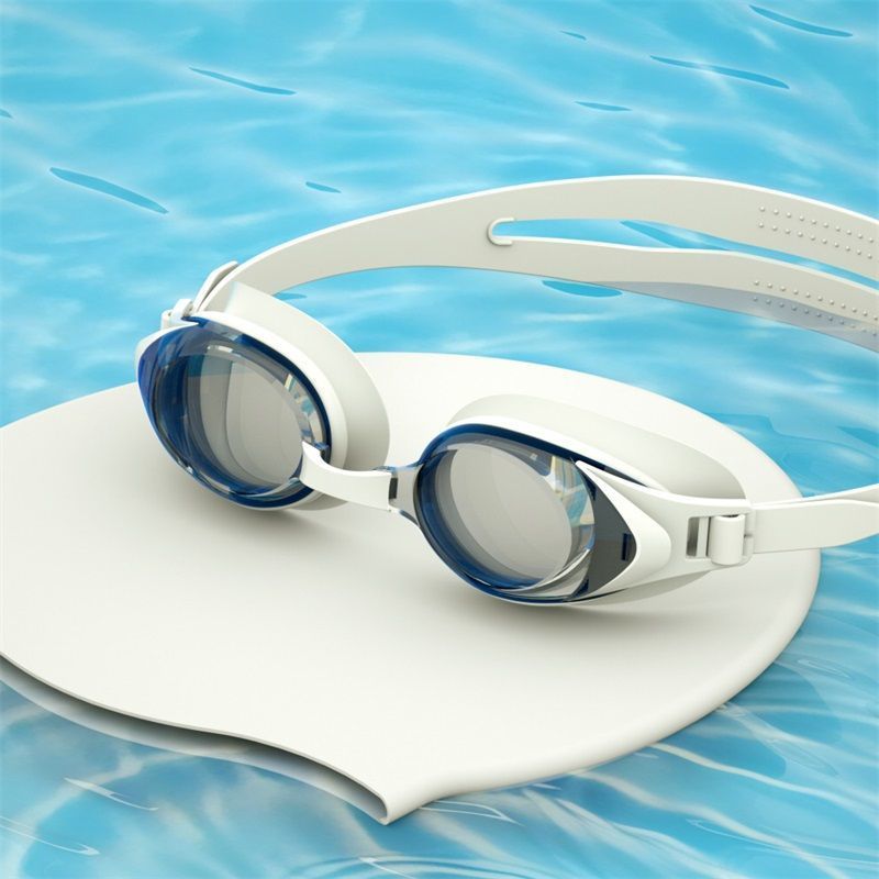 Schwimmbrille, hochauflösende, beschlagfreie, wasserdichte Schwimmbrille mit großem Rahmen, Badekappen für Männer und Frauen, Myopie-Schwimmbrille_voghion.com