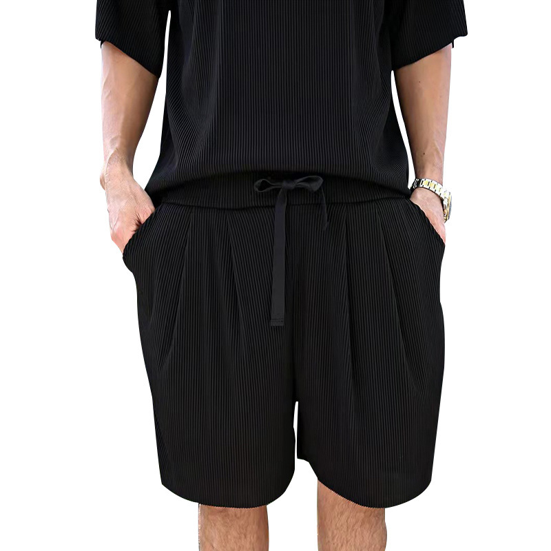 Herrenbekleidung Sommer Herren große Größe lockerer Anzug Kurzarm Shorts einfarbig Freizeitanzug Herren_voghion.com