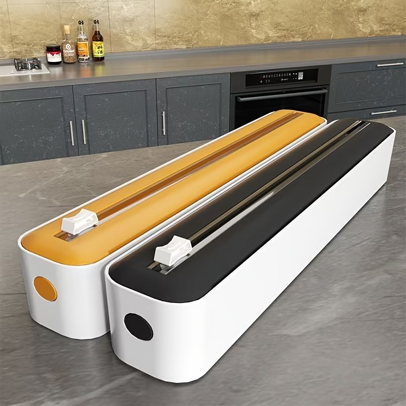 Dual-Function Plastic Wrap Cutter Multipurpose Kitchen Sealer Reusable Packaging Machine Durable Plastic Black White142_voghion.com