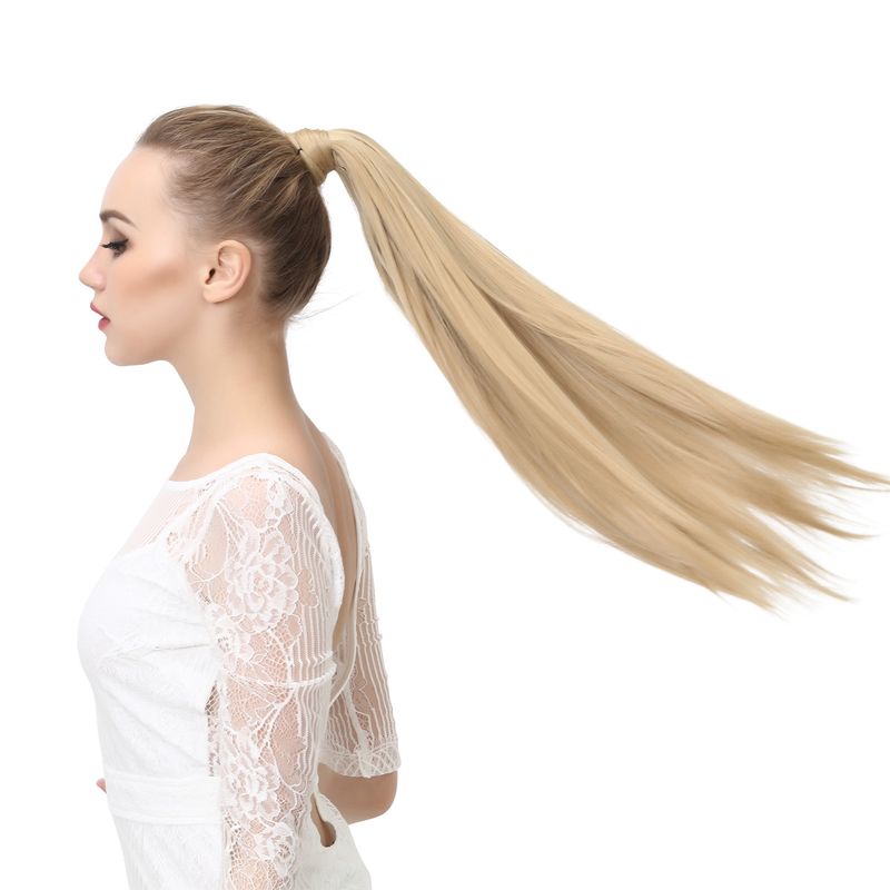 Velcro Horsetail Realistico Opaco Seta Lunga Parrucca Liscia Equiseto Parrucca Avvolgente Velcro Donna Capelli Lisci_voghion.com