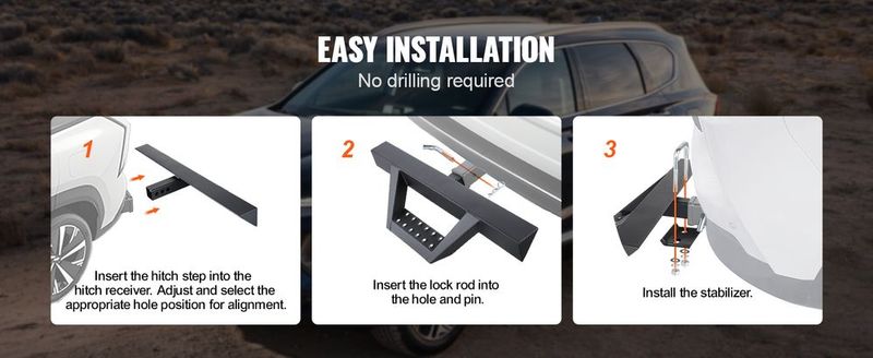 VEVOR Hitch Step For 2" Receiver Universal Trailer Tow Rear Bumper Guard Steel_voghion.com