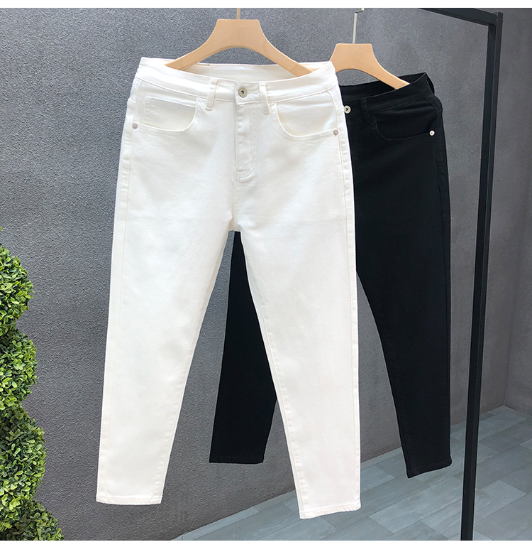 Miesten yksiväriset farkut miehille Trendikäs merkki Slim Fit Skinny Nine-point housut miehille Henkiset nuoret miehet valkoiset vapaat housut_voghion.com