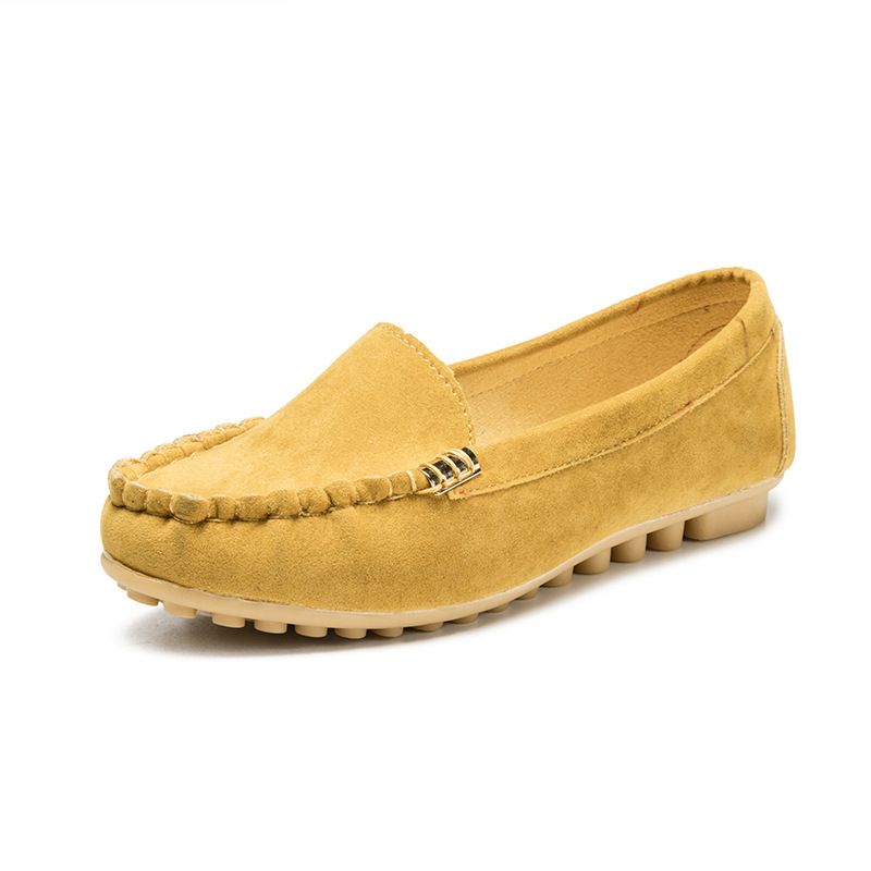 2025 Autumn Shallow Mouth Bean Flat Single One Foot Lazy Large Women's Shoes_voghion.com