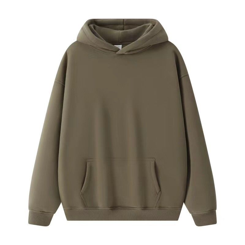 Felpa in pile da uomo, tinta unita, pullover da coppia, ampia, di media lunghezza, alla moda_voghion.com