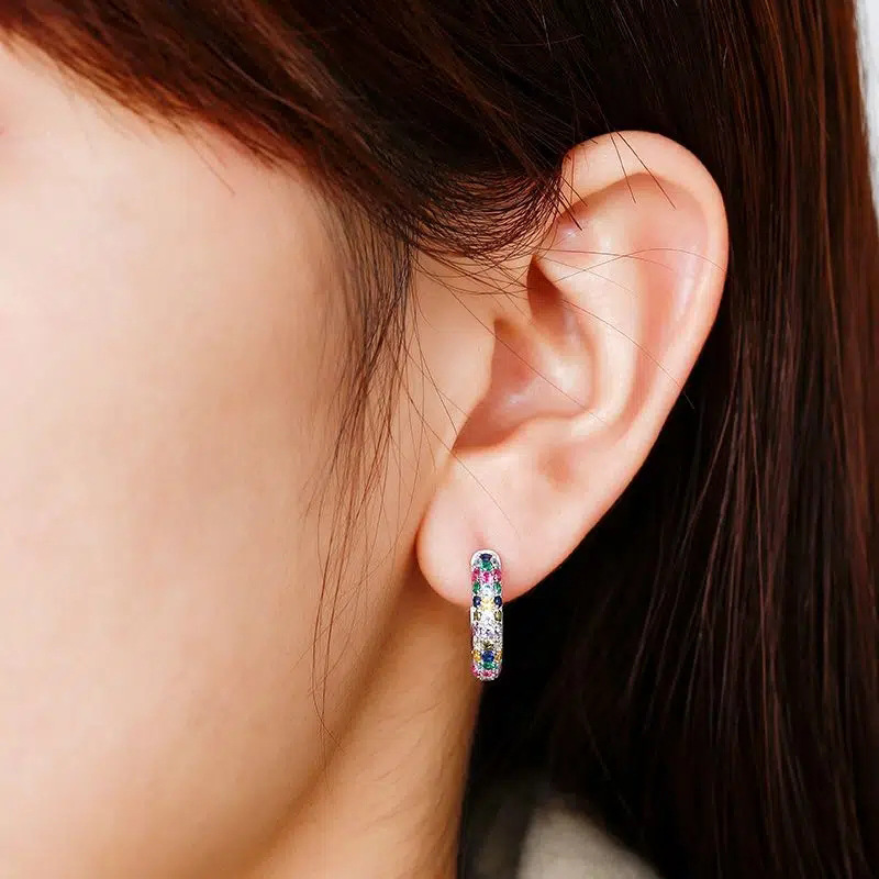 Cao Shi's Colorful Zircon Buckles For Women's Ins With A Small Crowd Design Sense, Advanced Sense Ear Rings, Simple And_voghion.com