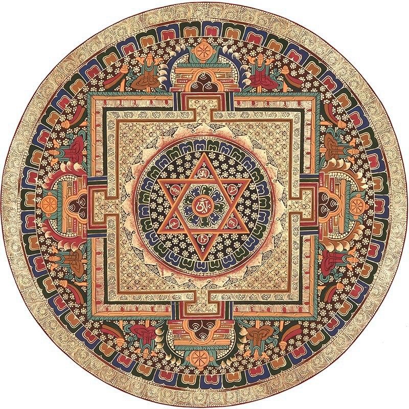 Ethnic Style Round Carpet For Living Room, Large Area Sofa Coffee Table Mat, Homestay Decoration, Easy To Clean_voghion.com