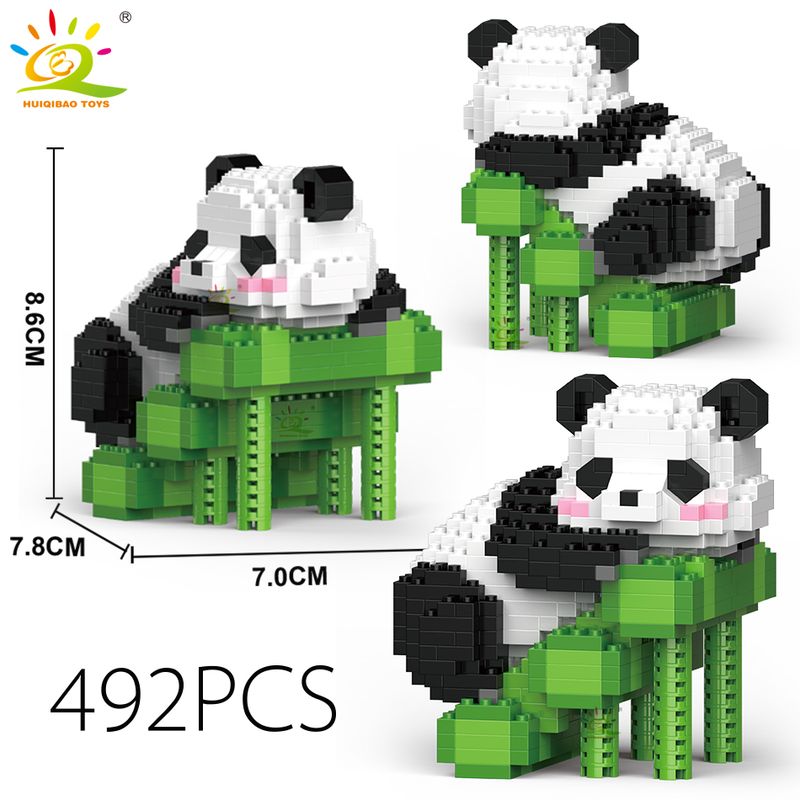 HUIQIBAO Mini roztomilá panda mikro stavební bloky 3D diamantový model zvířata cihly DIY město stavební hračky pro děti dárek_voghion.com