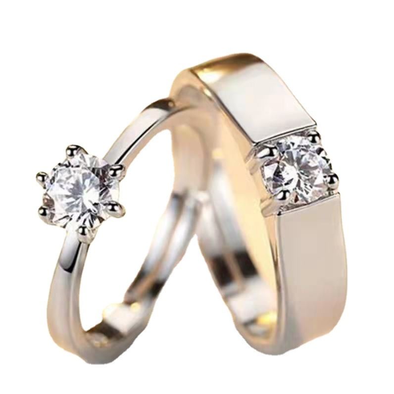 Fidanzamento transfrontaliero con moissanite e zircone per uomo e donna, anelli di coppia, corona classica europea e americana a sei punte_voghion.com