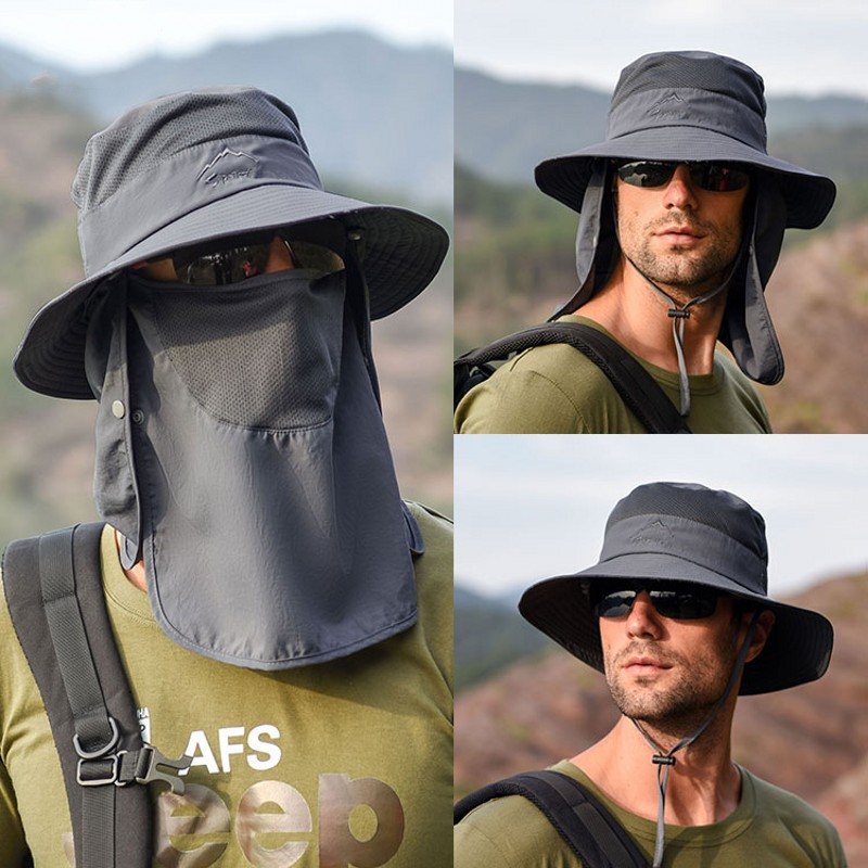 Sombreros de sol de verano protección UV gorra de pesca de caza al aire libre para hombres mujeres senderismo Camping visera sombrero de cubo extraíble_voghion.com