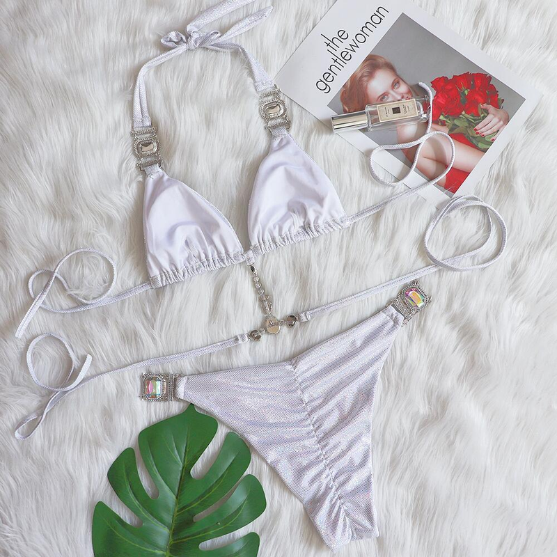 Traje de baño bikini con cuello halter y tiras, traje de baño sexy con diamantes de cristal bronceados brillantes_voghion.com