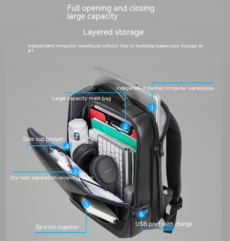Nueva mochila de negocios de cuero genuino para hombres, mochila de gran capacidad, mochila de piel de vaca para ordenador_voghion.com