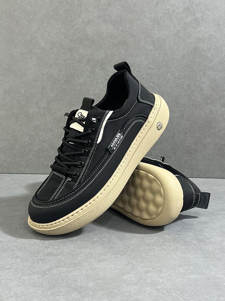 Summer Ice Silk 2025 New Trendy Versatile Thick-Soled Sneakers Hollow Breathable Mesh Slip-On Casual Shoes_voghion.com