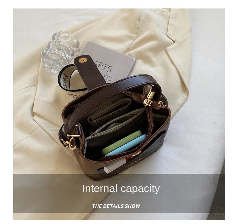 Nischenmode Handheld-Schultertaschen für Damen in Europa und den USA Trend Crossbody Hitched Retro Bucket Bag_voghion.com