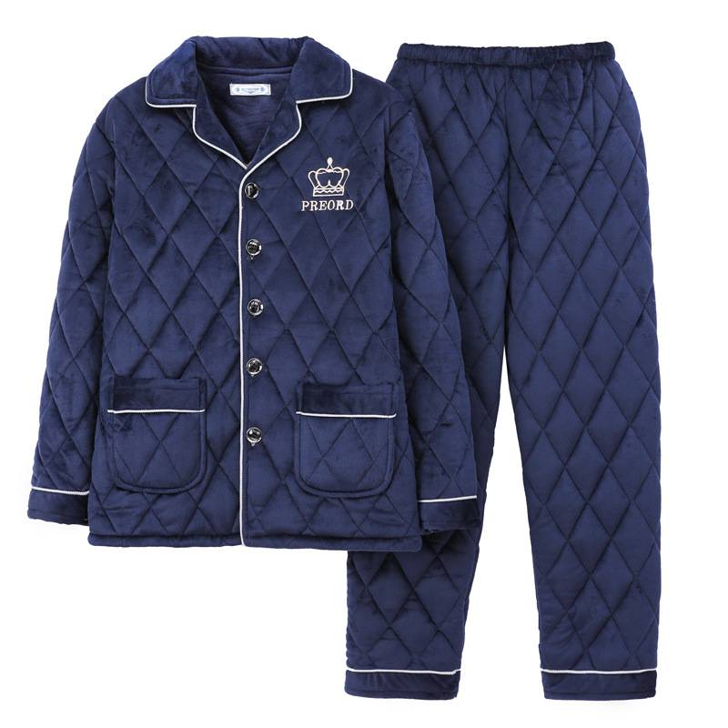 Clothing Plus Herren Pamas Dreilagig Gesteppt Winter Verdickt Veet Warm Flanell Große Größe Korallen Fleece Home Kleidung_voghion.com