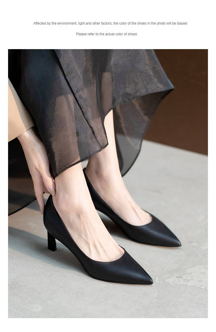 Cameido Damen-Einzelschuhe mit flacher Öffnung, elegante High Heels mit spitzer Spitze und dünnem Absatz, einfarbige Pendler-Arbeitsschuhe._voghion.com