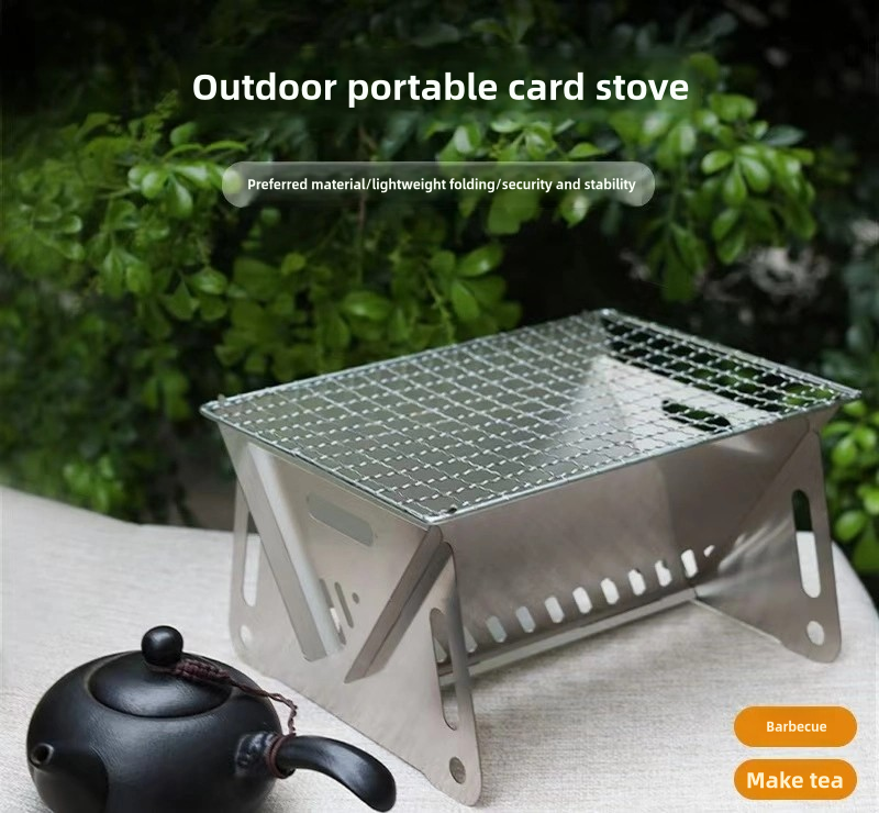 Wannilen-Grill für draußen; tragbarer Grill aus Edelstahl; Mini-Grill; Grill für zu Hause_voghion.com
