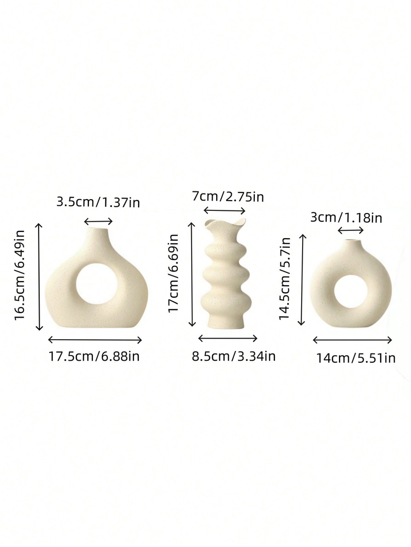 3pc Milky White Artistic Vase Is Suitable For Living Room, Dining Room, Study Desk, Multi-scene Ornaments, Flower Arrangement, Vase_voghion.com