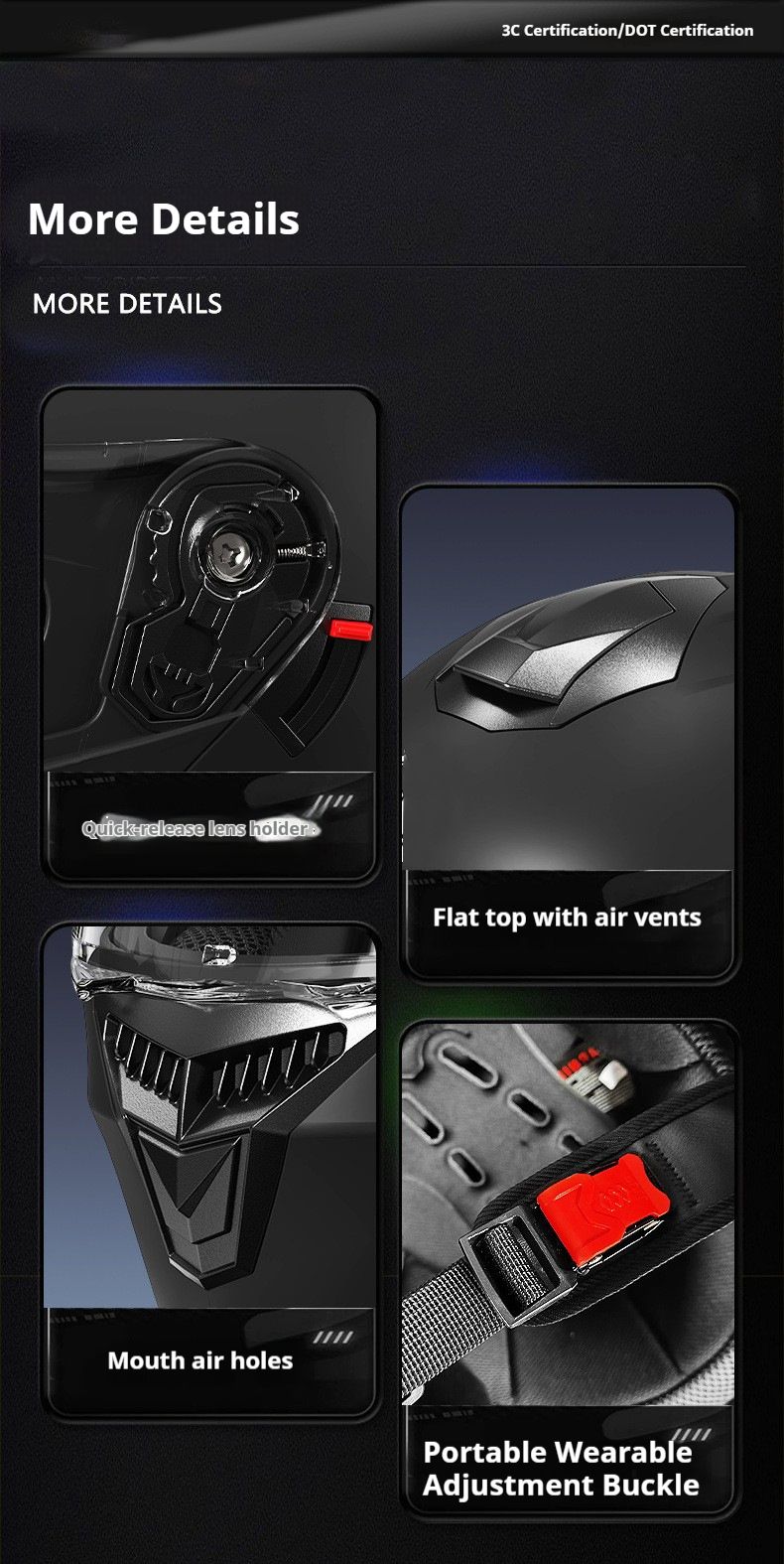Modular Motorcycle Helmet With Bluetooth – 3C Certified, Flip-Up Visor, ABS Shell, Multiple Color & Visor Options_voghion.com
