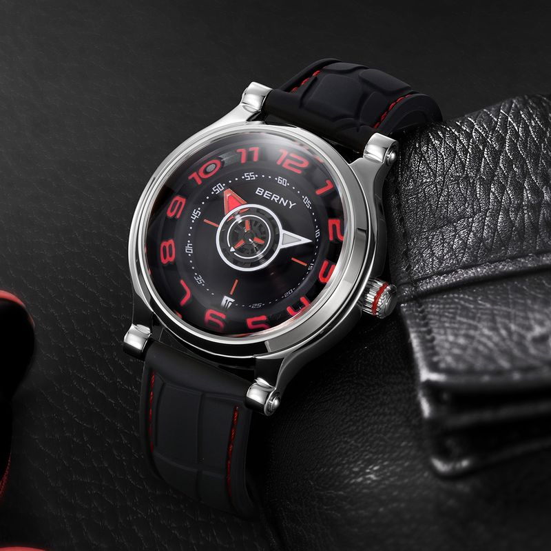Relojes automáticos BERNY para hombre, de moda, resistentes al agua hasta 5 ATM, correa de silicona, reloj mecánico con fecha, reloj de pulsera de zafiro superluminoso y fácil de leer._voghion.com