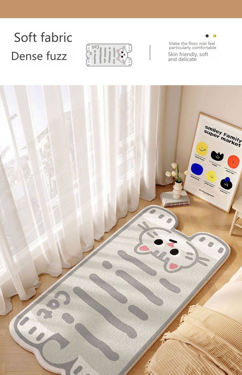 Plush Cartoon Animal Rug – Super Soft Faux Wool Runner Carpet For Kids’ Room, Bedside & Play Area, Machine Washable Non-Slip Floor Mat_voghion.com