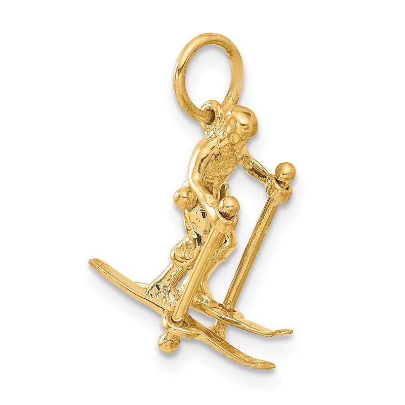 14K 3D Moveable Snow Skier Charm_voghion.com