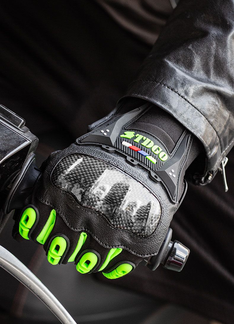 Motorcycle Gloves – All-Season Riding Gloves (Touchscreen, Anti-Slip, PE/Alloy/Carbon Shell, M/L/XL, Black/Red/Green)_voghion.com