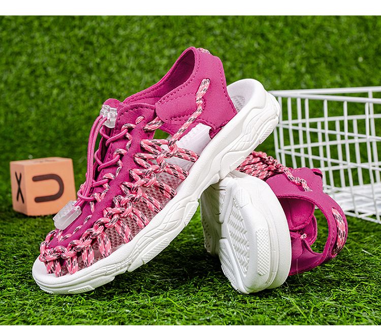 New woven mid-top men's plus size children's beach shoes Roman sandals_voghion.com