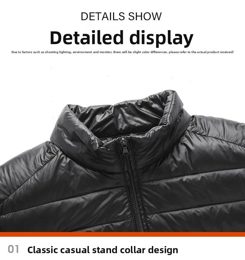 Leichte Baumwolljacke für Herren, lässig, bedruckbar, kurzer Kragen, weit geschnittener Baumwollmantel, große Oberbekleidung für Männer_voghion.com