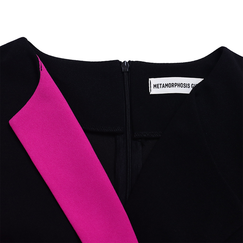 Women's fashion temperament color matching strap pleated skirt elegant_voghion.com