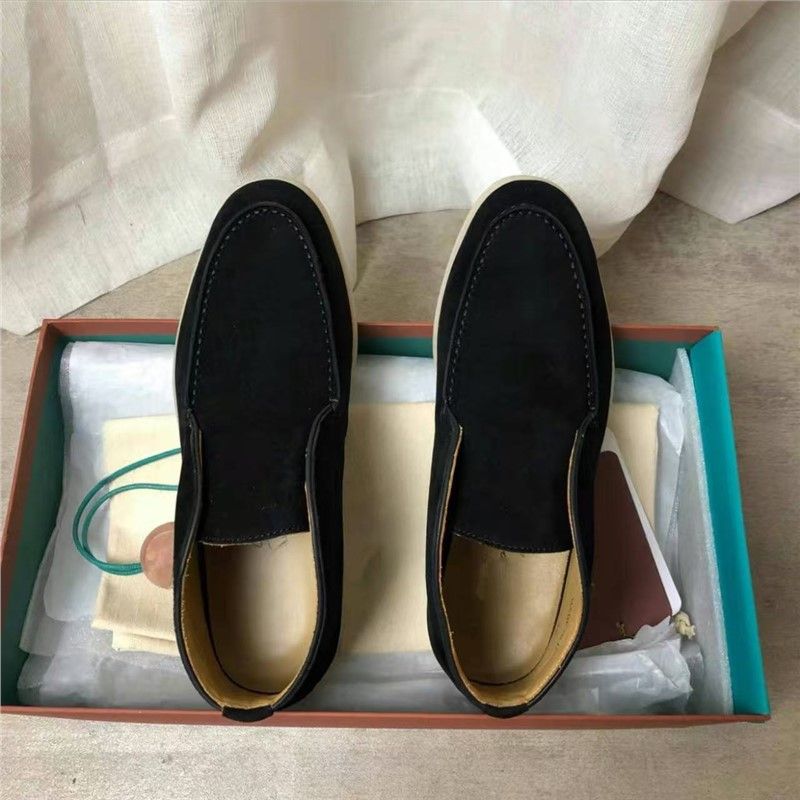 LP Loafers, High Top Lazy Shoes, Klassiske, afslappede, britiske, sorte, korte støvler, lædersko_voghion.com