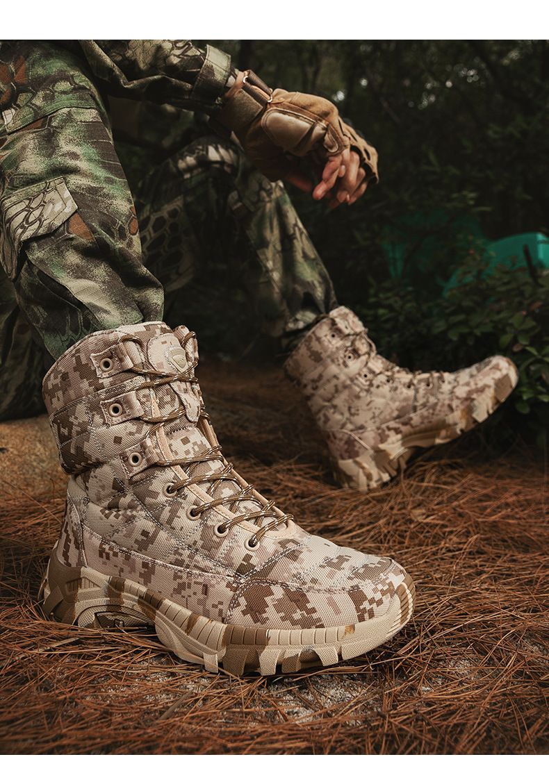 Tactical Boots, Outdoor Hiking, Wear-resistant Training Shoes, High Top Combat Boots For Men_voghion.com
