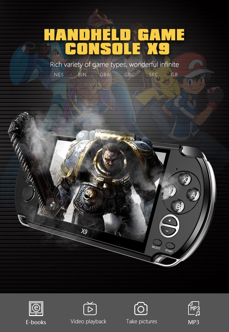 Nuova console portatile da 5,1 pollici con lettore di videogiochi arcade X9 Mini da 8 GB, adatta per PSP/GBA/NESRMVB Dual Rock_voghion.com