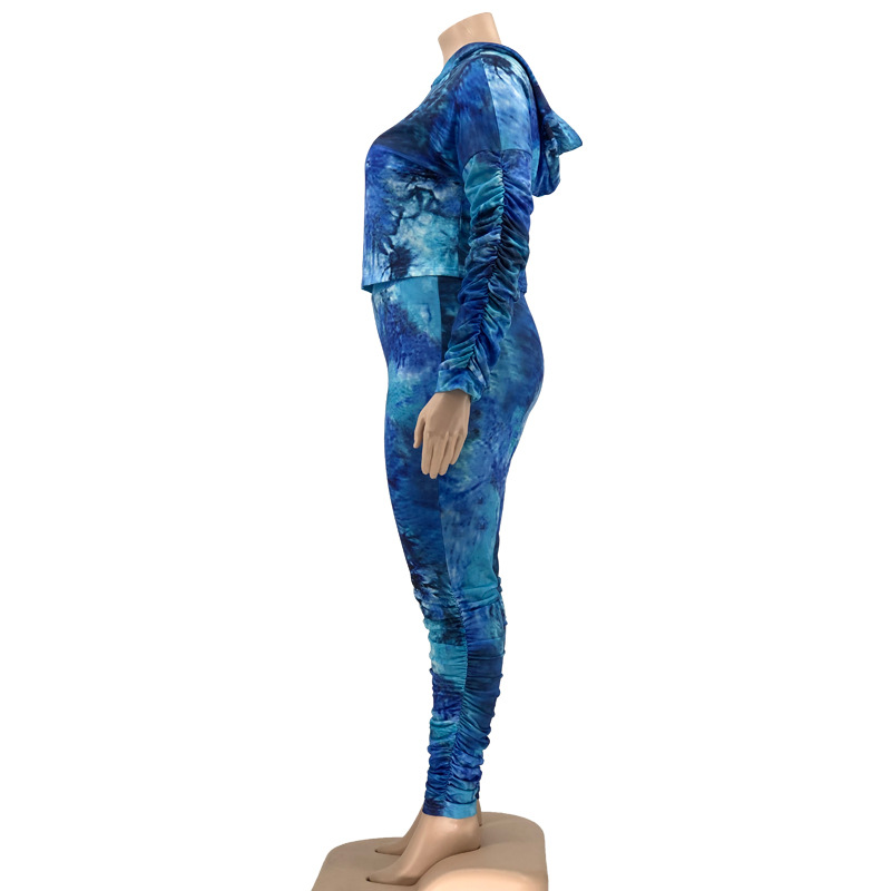 Costume deux pièces décontracté pour femmes, imprimé tie-dye, mode, grande taille, grande taille_voghion.com