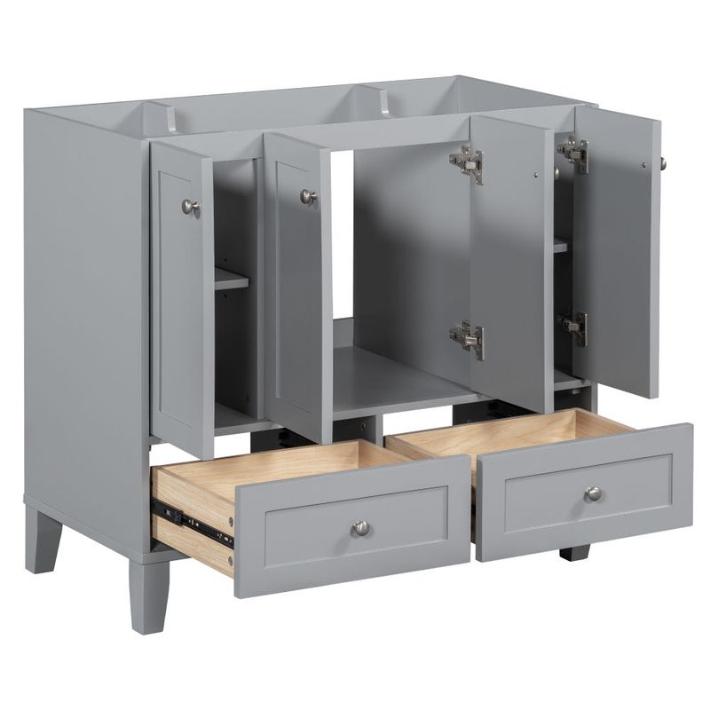 36'' Bathroom Vanity without Countertop,Solid Wood Frame Bathroom Storage Cabinet Only, Freestanding Vanity with 4 Soft Closing Doors& 2 Drawers_voghion.com